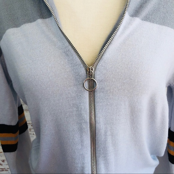 Don’t ask why Cardigan Sweater Silver Zipp Stripes - Picture 2 of 8